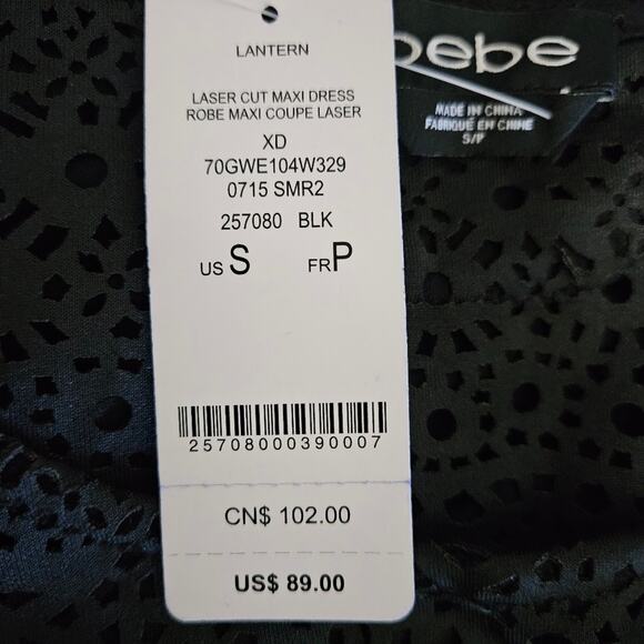 NEW Bebe Black Laser Cut Open Back Sleeveless Bling Maxi Dress Y2K ccasion - Picture 11 of 15